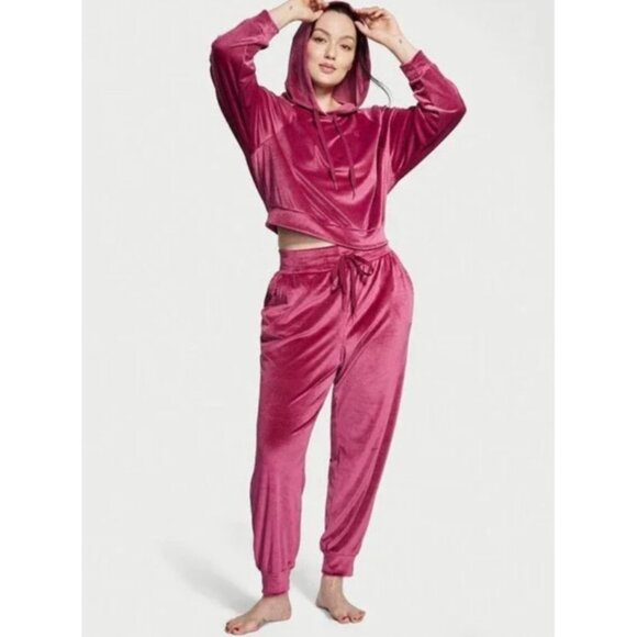 VICTORIA'S SECRET Velour Ribbed Hooded Pullover & Matching Joggers Size XXL - Picture 1 of 8